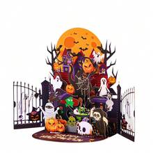 1pc Handmade Halloween Pop-Up Card, Party Invitation, Creative Folding Greeting Card, Includes Note Card&Envelope, No Assembly, Halloween Decorations, Suitable For Friend, Family, Halloween/Birthday Celebration Wishes/Gift, Commemorative Gift Card - Multicolor - View 12