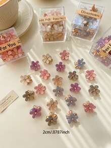 10/20pcs Random Color Combination Set Mini Flower Alloy Hair Claw Clips New Petal Design Women's Hair Clips Bangs Clips Side Hair Clips Hair Accessories Suitable For Daily Wear And Party - Multicolor - View 11