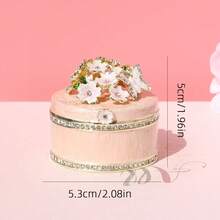 SIQIZHOU 1pc Flower Jewelry Box Earring Necklace Ring Box Alloy Cherry Blossom Decor Box Round Ring Box Enamel Craft Cherry Blossom Jewelry Box Birthday Gift Fashion Small Ornament - Sakura Jewelry Box - View 18