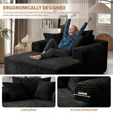 YQzyphyna 40.5'' Boneless Cloud Sofa Bed – Deep Seat Cushion No Assembly Required, Modern Fluffy Loveseat Couch For Living Room & Bedroom,For Small Spaces, Apartment, Movie Night - 黑色 - 查看 5