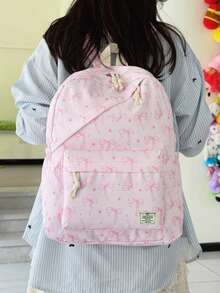 3-Piece Back To School Backpack Set - Bow Pattern Large Capacity Backpack + Lunch Bag + Pencil Case Multi-Pack, With Laptop Compartment, Durable Nylon Backpack, With Adjustable Shoulder Straps And Spacious Multi-Pockets - Lightweight Portable Zipper Bag, Suitable For Students/Teenagers/Graduates, Perfect For Outdoor/Travel/Middle School/High School/College, Essential College Backpack - 2319 - View 19