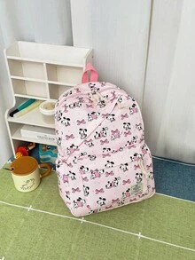 1pc Cute School Style Cat/Dog/Bow Print Nylon Backpack, Lightweight Large Capacity School Day Bag, Adjustable Shoulder Strap Bookbag, Suitable For Girls/Teens/Students/Graduates, Ideal For Daily Use, Outings, Travel, School And Back To School Season. - Multicolor - View 13