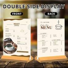 2pcs T-Shaped Transparent Acrylic Display Stands, A4 A5 A6 Size Solid Wood Base Beech Wood Horizontal And Vertical Styles, Interchangeable, Suitable For Restaurant Menu Display, Office, Home Decor, Back To School, Wedding Ceremony, Bachelor Party, Birthday Celebration, Prom, Hotel Decoration And New Year Celebration - Multiple Specifications - View 3
