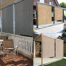 Cordless Outdoor Roller Shade Screen – Dual-Pole Spliced Design, Blackout Sun Shade For Patio, Pergola & Front Porch – Easy Pull-Up, Smooth Roll-Up Operation, UV-Resistant Fabric, Weather-Resilient Mesh, Tool-Free Installation, Compact Storage When R - Light Grey - View 9