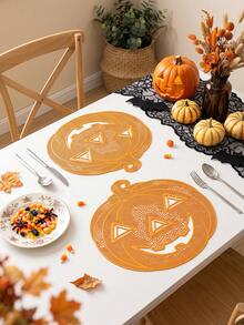 2-6pcs Gold Pumpkin Placemats, PVC Material Halloween Pumpkin Table Mats, Washable, Easy To Clean, Wipeable, Non-Slip, Heat Resistant, For Room Decor, Home Dining Table Decor, Home Decoration, Suitable For Holidays, Parties, Birthdays, Weddings And Dinner Parties - Multicolor - View 8