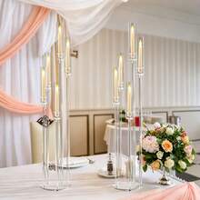 2Pcs 5 Arm Acrylic Floor Candelabra,45.7inch Tall Clear Transparent Taper Candle Holders For Weddings, Home Decor,Elegant Candlestick Holder Centerpiece Indoor Outdoor Use,No Candles Included - 燭台透明 - 查看 10