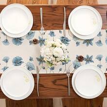 2D Flat Printing, American Country Style Blue Floral Pattern Table Runner, Minimalist Dining Table Decor Cloth, Living Room Coffee Table Long Tablecloth, Dining Room Sideboard Bed Runner, Nordic Ins Style Home Decor Fabric, Suitable For Four Seasons Kitchen, Party Gift, Thanksgiving Gift, Halloween Gift, Christmas Gift, Themed Decoration - View 4