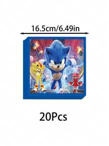 Sonic 刺蝟貓主題派對餐具，適用於節日派對、生日、居家裝飾、廚房配件、禮品 - 彩色 - 查看 10