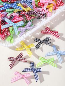 30pcs Girls Multi-Color Fabric Bow Plaid Ribbon Hair Clips, Versatile Bangs Back Head Side Clips, Hair Accessories For Daily Use - Multicolor - View 2