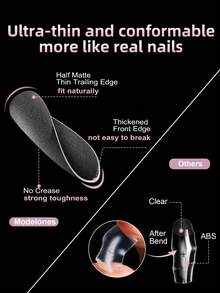 240pcs Full Coverage Press-On Nail Tips, Pointed, Almond, Square, Coffin, French Style Fake Nails, Soak-Off Gel Extension Nail Tips, Capsule Press-On Nail Supplies - View 4