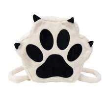 Mochila de Peluche para Niños con Diseño de Patas de Gato y Perro, Linda Mochila Blanca con Correas Ajustables, Bolsa de Peluche Suave, Mochila de Gran Capacidad para Niñas. - Mochila - Ver 1