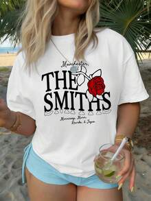 Women's Rose Graphic T-Shirt Made Of High Quality Cotton, Comfortable And Relaxed Fit, Casual, With Unique Graphic Print. - White - View 1