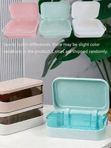 Caixa de Sabonete Retangular de Plástico com Tampa, Caixa de Sabonete Portátil, Caixa de Sabonete com Drenagem para Banheiro, Acessórios de Banheiro, Decoração para Casa, Decoração de Outono, Decoração de Volta às Aulas - Multicolorido - Visão 4