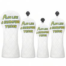 1PC Play Like A Champion Today Printed Golf Head Covers Set For Driver Fairway Hybrid, Durable PU Material, Universal Accessory For Men & Women - Multicolor - View 2