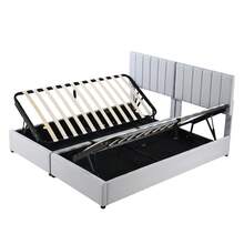 Bed Frame 180x200 Cm Hydraulic With Storage – Grey - 灰色 - 查看 5