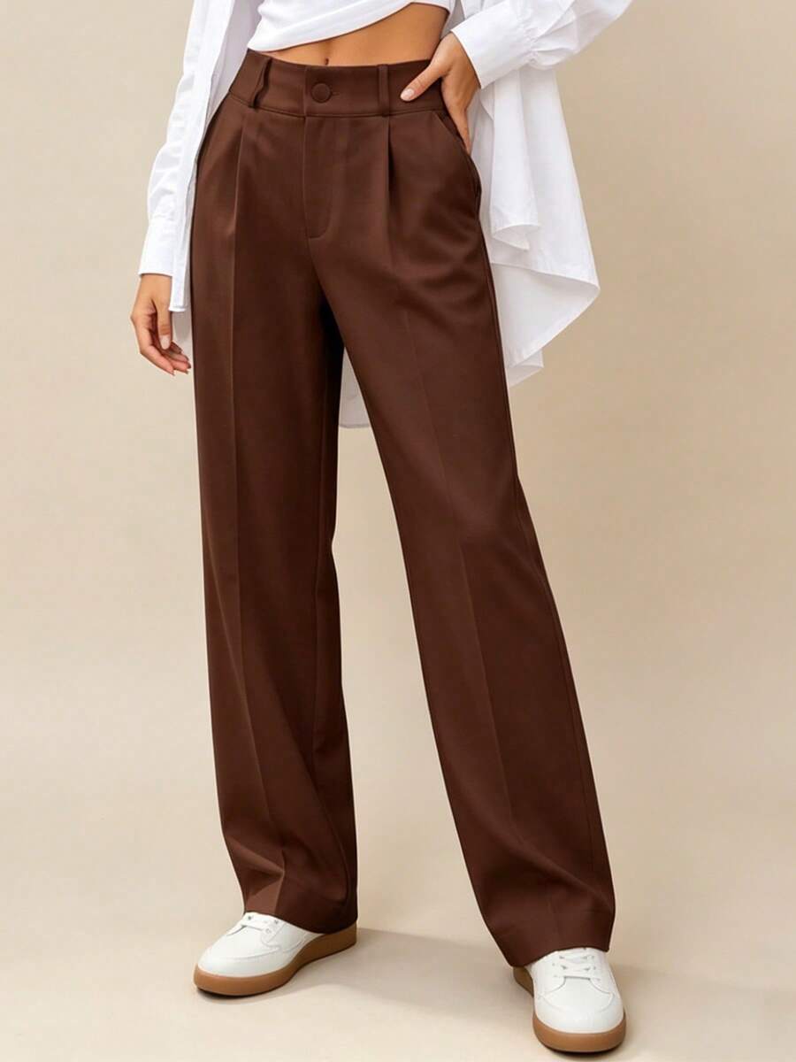 MODA MO, REF: 505 Women's Dress Pants, High Waist, Casual, Sophisticated, Elegant, Modern, Casual, Blogger, Striped, Refined Look, Comfortable, Summer  3.3. - 鏽棕色 - 查看 1