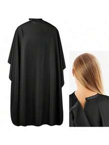 1pc Professional Large Hairdressing Cape With Snap Buttons, Unisex Adult Black Barber Cape, Men's Salon Cape, Waterproof Hair Styling Cape, Hairdresser Long Robe - Multicolor - View 5
