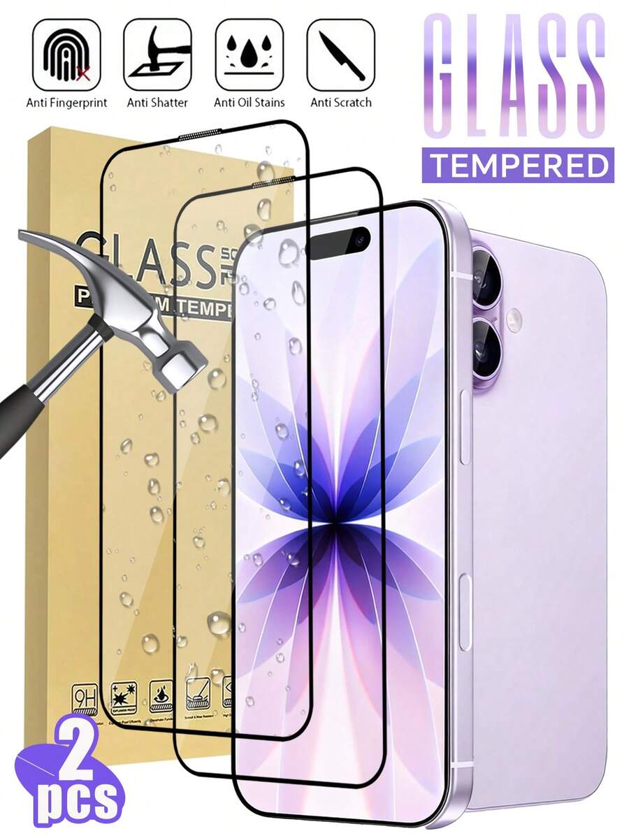 2片裝全螢幕HD鋼化玻璃螢幕保護貼，相容 iPhone 18 Pro/18 Pro Max/17 Pro Max/17 Pro/17 Air/17、16 Pro Max/16 Pro/16 Plus/16、15/15 Plus/15 Pro/15 Pro Max、14/14 Plus/14 Pro/14 Pro Max、13/13 Mini/13 Pro/13 Pro Max、12/12 Mini/12 Pro/12 Pro Max、11/11 Pro/11 Pro Max、X/XS/XS Max、8/8 Plus/7/7 Plus 系列