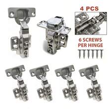 4/10pcs Cabinet Straight Hinge, Wardrobe Soft Close Hinge, Cold Rolled Steel Cabinet Door Hinge, Straight Arm Soft Close Hinge - Multi-color - View 6