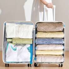 1Se(S+M+L+XL)T Save 80% Luggage Space! Hand Roll Vacuum Storage Bags No Pump Needed, Reusable Waterproof Air Compression Bags Portable Travel Clothes Towel Organizer Pouches For Suitcase Trip - Clear - View 7