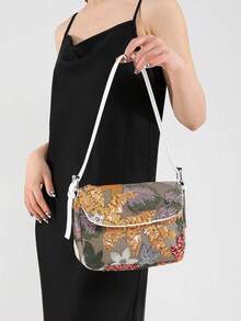 Vacation Style Premium Texture Flip Shoulder Bag, Embroidered Sequin Flower Decoration Design, Elegant And Exquisite Fashion Style Women's Armpit Bag - Multicolor - View 5