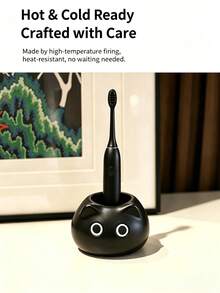 1pc Matte Cute Black Cat Shaped Toothbrush Holder, Single/Triple Hole Bathroom Accessory Rack, Electric Toothbrush & Toothpaste Storage Organizer, Cute Cartoon Cat Vanity Decor, Suitable For Shower Room Sink, Bathroom Toothbrush Holder, Bathroom Accessory Set, Home Decor, Bathroom Decor, Autumn Decor, Back To School Storage - Black - View 9