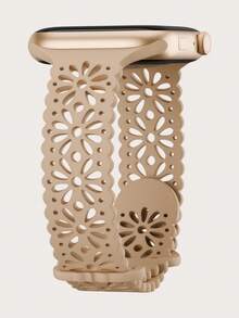 Lace Hollow Floral Silicone Watch Band Compatible With Apple Watch Band 38mm 40mm 41mm 42mm 44mm 45mm 46mm 49mm, Boho Thin Hollow Slim Engraved Breathable Sports Watch Band Waterproof Watch Band Suitable For Apple Watch Ultra 11/10/9/8/7/SE/6/5/4/3/2/1 SE Women Men - Lace - View 29
