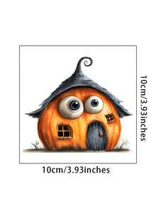1pc Cute Pumpkin Witch House Light Switch Wall Sticker, Removable Self-Adhesive Halloween Socket Switch Plate Decal, Suitable For Home Party Decoration - Cute Pumpkin Witch - View 3
