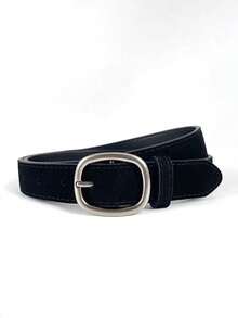 2/1pc New Women's Faux Suede PU Belt, Vintage Versatile American Style Brown Jeans Belt - Multicolor - View 3