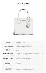 Michael Kors Mercer 素色女款單肩斜挎手提包 35F3SM9M2L OPTIC WHITE - 白色35F3SM9M2L OPTIC WHITE - 查看 6