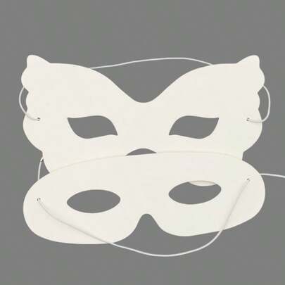 3/6/9 pièces Masque blanc en carton pour Halloween, matériau de décoration, DIY fait main, demi-visage blanc vierge à peindre à la main pour performance
