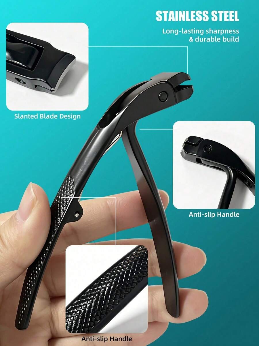 1pc Heavy Duty Stainless Steel Long Handle Toenail Clipper, Large Opening Non-Slip Precise Nail Clipper, Suitable For Thick Nails, Ingrown Nails, Suitable For Elderly, Men And Women, Portable Professional Manicure Tool - Multicolor - View 1
