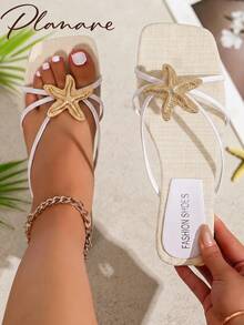 planare Women's Popular Summer Vacation Sandals, White Flat Sandals - White - View 3