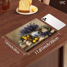 Lavender Floral Print Drainage Mat/Absorbent Mat/Drying Mat For Coffee Machine & Tableware - Absorbent Polyester Tabletop Protector With Rubber Non-Slip Backing, Kitchen Countertop Decor - Home Bar & Dining Table Placemat - Multicolor - View 14