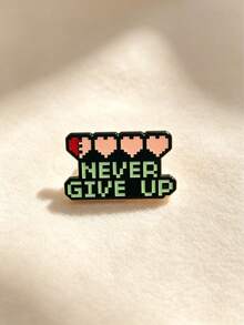 1/4件趣味像素遊戲文字胸針 NEVER GIVE UP 創意徽章 小眾酷配件，遊戲系列胸針 4件組 個性化金屬徽章 趣味金屬徽章 學生背包針飾配件，背包牛仔夾克配件，送給遊戲愛好者朋友的創意禮物 - 彩色 - 查看 2