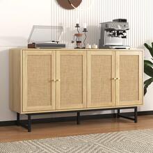 Sideboard With Real Wicker – 140 X 39.5 X 80 Cm - Brown - View 9
