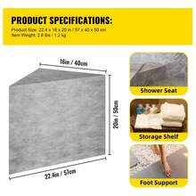 Banco Triangular de Ducha 57x40x50 cm Banco Listo para Baldosas Material de EPS Compuesto Asiento de Banco de Ducha Listo para Azulejos Carga de 200 kg Membrana Impermeable para Cuarto de Baño - 57x40x50 cm - Ver 7