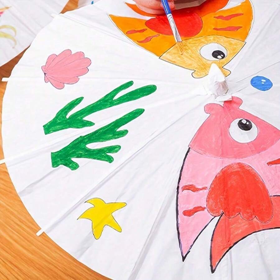 6/8/10件組 白色紙傘 婚禮裝飾 DIY 繪圖攝影道具 - 8Pcs - 查看 1