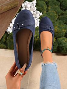 Shoes > Women's Shoes > Women's Ballet Shoes Comfortable Lace-Up Round Toe Flat Casual Shoes, Suitable For Walking, Driving And Formal Occasions - Royal Blue - View 6