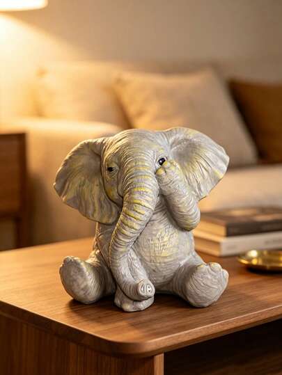 1pc Mini Smart Elephant Figurine, See No Evil, Hear No Evil, Speak No Evil Design, Desktop Micro Landscape Decor, Suitable For Home, Office, Car, Bonsai, Dollhouse Decoration, Cute Animal Sculpture Lucky Desktop Craft Gift