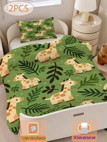 2PCS Green Cartoon Giraffe Toddler Bedding Set For Children Beds Crib Giving Gifts During Holidays (No Filling Material) 100% Polyester - Multicolor - View 8