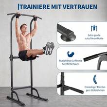 Power Tower Dip-Station & Klimmzugstange – höhenverstellbar für Zuhause, Multifunktions-Kraftstation für Klimmzüge, Dips, Liegestütze – bis 150 kg belastbar - Schwarz - Übersicht 6
