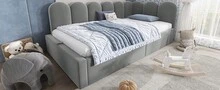 إطار سرير أريكة سرير نهاري 90x200 سم مخمل رمادي - رمادي - مشاهدة 6