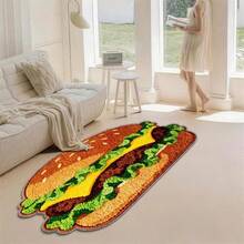 1pc Delicious Hamburger Pattern Decorative Rug, Doormat, Art Mat, Decorative Carpet, Floor Mat, Carpet, Living Room Rug, Bedroom Rug, Universal Rug - Multicolor - View 3