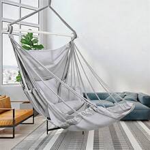 Hängesessel mit ergonomischer Form und 3 passenden Kissen, gemütliche Schaukelstühle für Balkon, Schlafzimmer und Wohnzimmer im privaten Wohnbereich Maximale Tragfähigkeit 200 kg - Grau - Übersicht 2