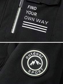 Men's Outdoor Autumn/Winter Fashion Casual Hooded Jacket Sports Black - Black - View 6