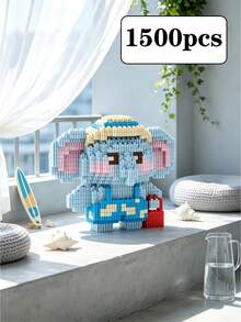 1500pcs Mini Micro Building Blocks Summer Beach Animal Series DIY Assembly Figurine Cute Cartoon Elephant Monkey Fox Rabbit Kitten Desktop Home Decor Holiday Stress Relief Handmade Ornament Gift For Teens And Adults - Multicolor - View 12