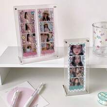 2 buah Stand Pajangan Foto Akrilik Transparan 4 Slot, Bingkai Foto Magnetik, Cocok untuk Foto Idola, Bingkai Foto Meja yang Lucu, Ideal untuk Foto Selfie, Koleksi Penggemar, dan Dekorasi Kamar, Musim Kembali ke Sekolah - beraneka warna - View 4