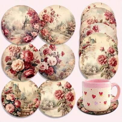 1 Set Wedding Element Design PET Non-Slip Coasters, Home Ki…