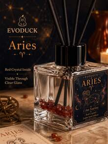 EVODUCK 牡羊座 50ml 蘆葦擴香瓶，香料葡萄柚香氛精油擴香，附紅色水晶與 4 根纖維擴香棒，無火居家香氛，適合臥室、浴室、辦公室，女性占星生日禮物，星座房間裝飾 - 無火系列 - 查看 5